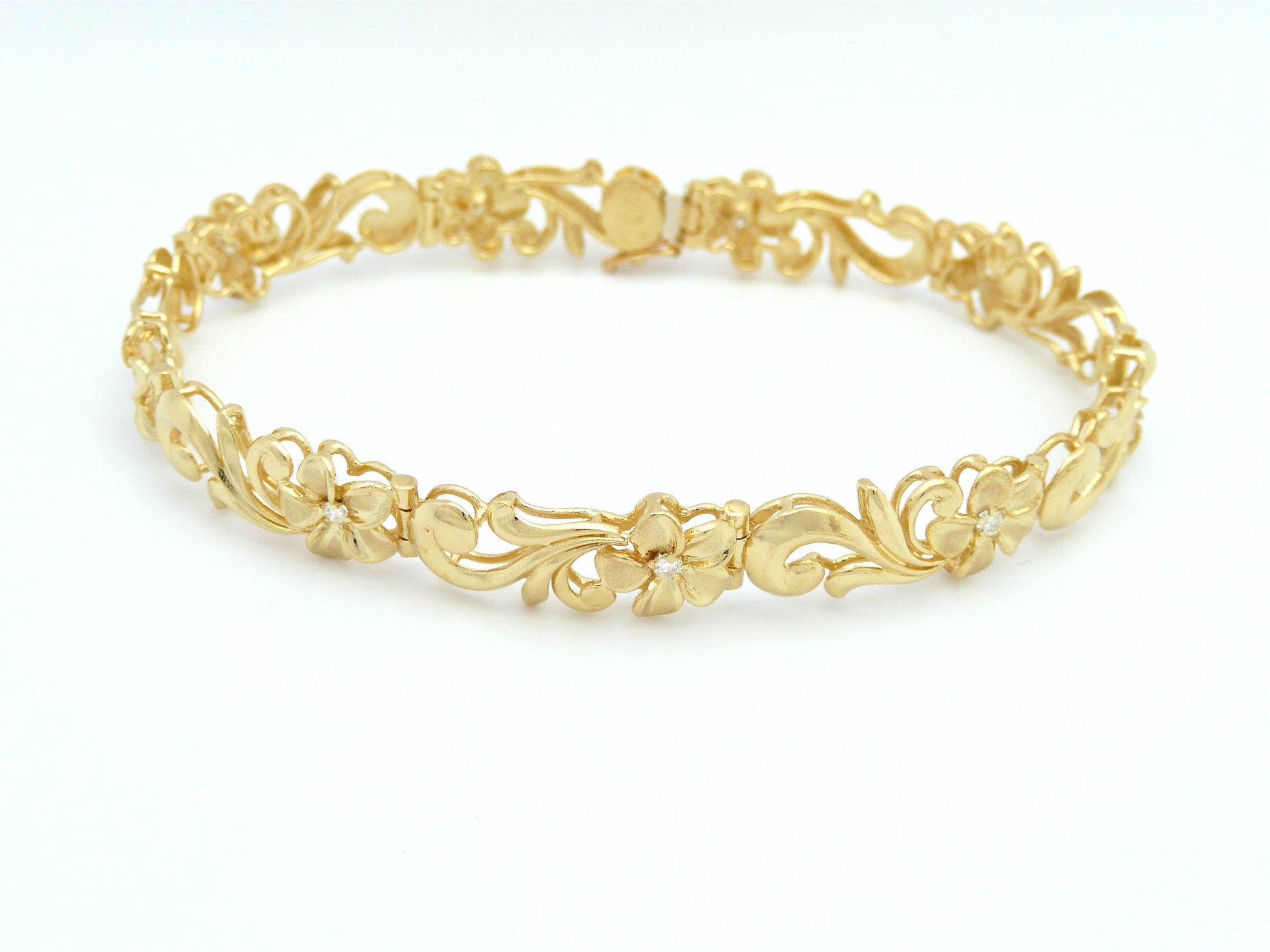 Diamond Plumeria Scroll Link Bracelet image 0