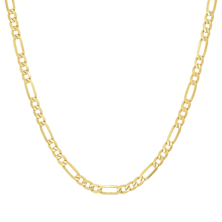 14K gold Figaro chain, 4mm width, shiny and elegant jewelry piece from Ashley's Gift Shop with intricate link design.
