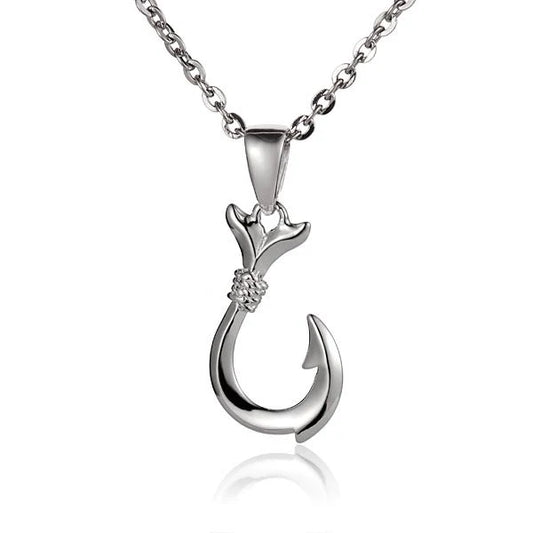 Silver fish hook pendant jewelry with a sleek design, perfect for necklace accessories, by Ashley's Gift Shop.