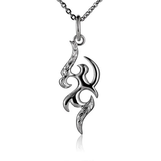 Flames with Maile design pendant jewelry, featuring a detailed flame and Maile leaf pattern, from Ashley's Gift Shop.