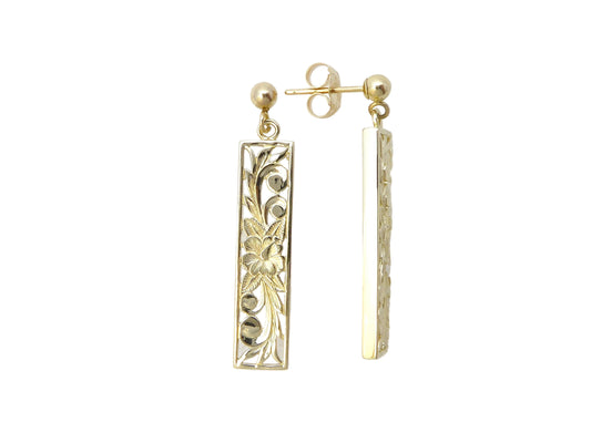 14K Flat Vertical Earring - Long/6mm — Hawaiian jewelry from Ashley's Gift Shop
