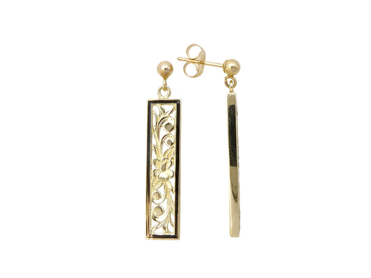 14K Flat Vertical Earring - Long/6mm — Hawaiian jewelry from Ashley's Gift Shop