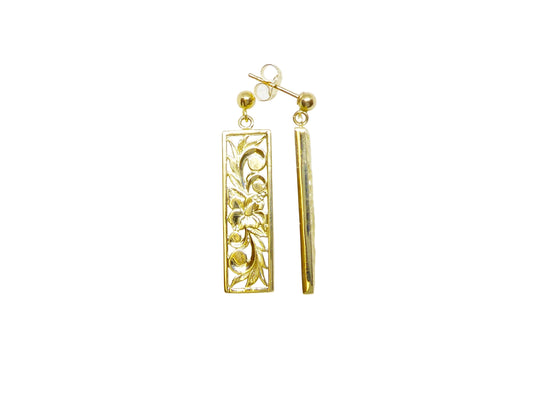 14K Flat Vertical Earring - Long/8mm — Hawaiian jewelry from Ashley's Gift Shop