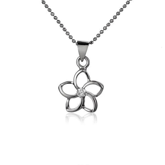 Floating Plumeria CZ pendant in 12mm size with a delicate flower design, perfect for jewelry making or accessorizing.