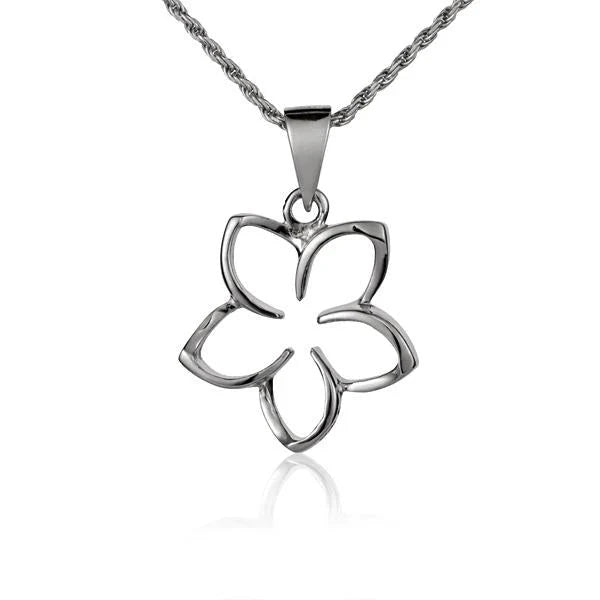 Hawaiian 925 Sterling Silver floating Plumeria pendant, 18mm.