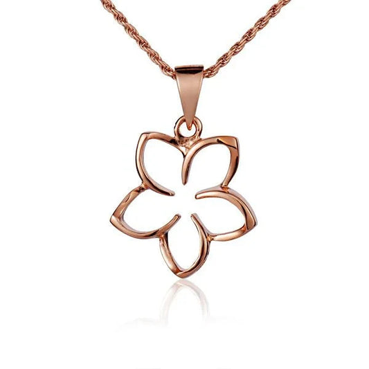 Sterling silver Floating Plumeria PG pendant, 18mm, featuring a delicate plumeria flower design on a chain.