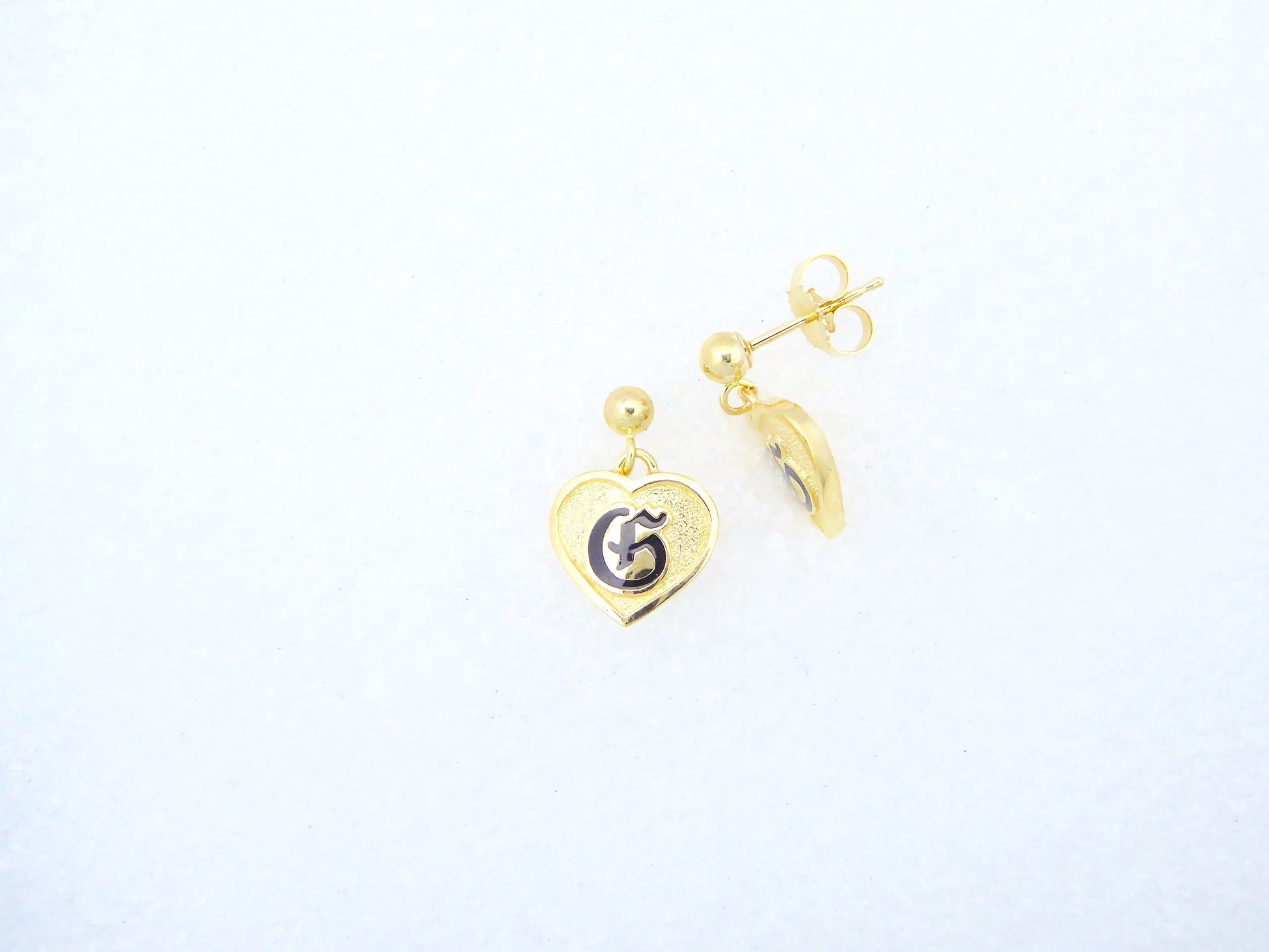 FS Heart Dangling R/E Letter Earring image 0