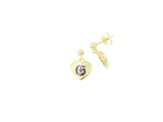 14K FS Heart Dangling R/E Letter Earring — Hawaiian jewelry from Ashley's Gift Shop