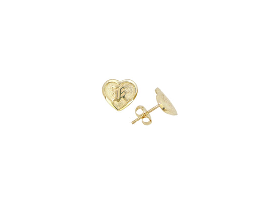 14K FS Heart Stud Raised Letter Earring — Hawaiian jewelry from Ashley's Gift Shop