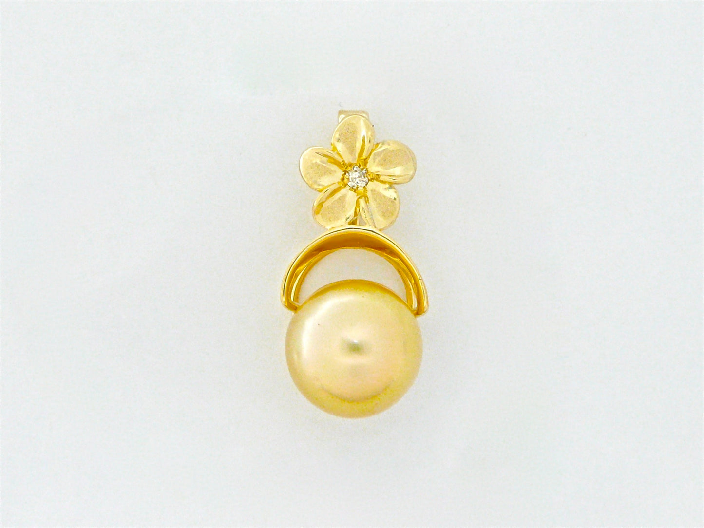 Golden Pearl Diamond Plumeria Pendant  #1 image 0