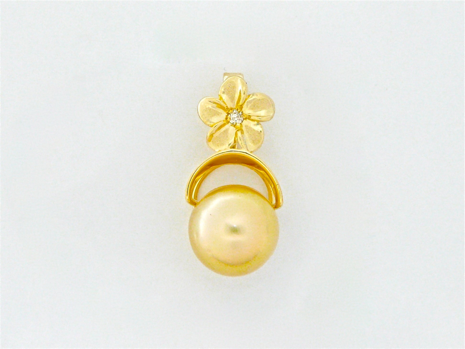 Golden Pearl Diamond Plumeria Pendant  #1 image 0