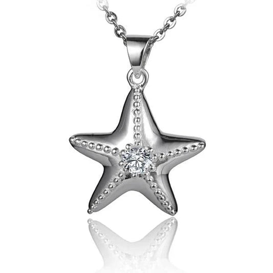 H/P Starfish 1 CZ Pendant — 925 Sterling Silver Hawaiian jewelry from Ashley's Gift Shop