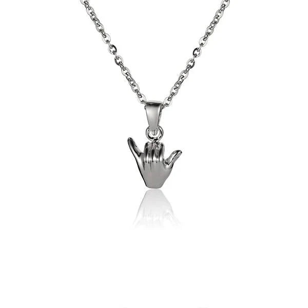 Hawaiian 925 Sterling Silver hang Loose pendant in size Small featuring a relaxed palm tree design.