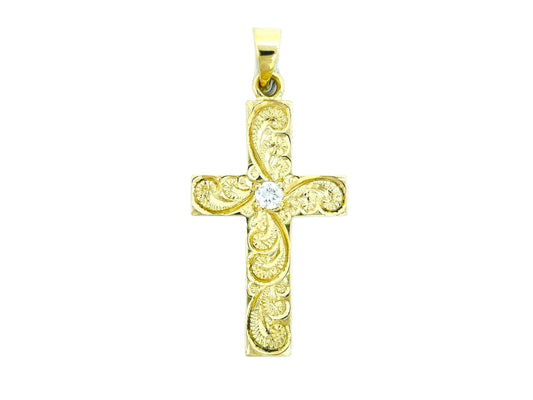 14K Hawaiian Cross Pendant w/ CZ — Hawaiian jewelry from Ashley's Gift Shop