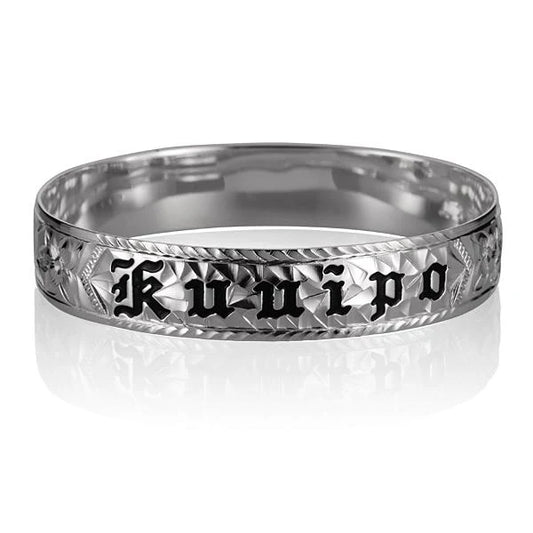 Hawaiian Kuuipo smooth bangle bracelet, 12mm width, crafted by Ashley's Gift Shop, featuring a polished, elegant design.