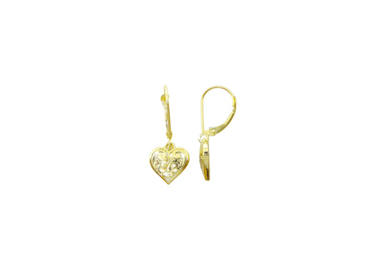 14K Heart Cut-Out Lever Back Earring — Hawaiian jewelry from Ashley's Gift Shop