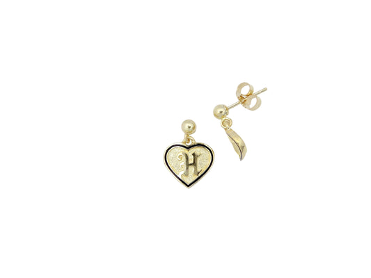 14K Heart Dangling Raised Letter Earring — Hawaiian jewelry from Ashley's Gift Shop