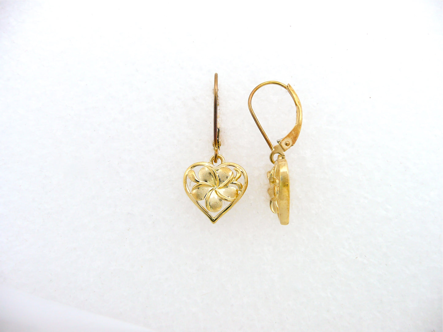 Heart Plumeria Lever Back Earring #1 image 0