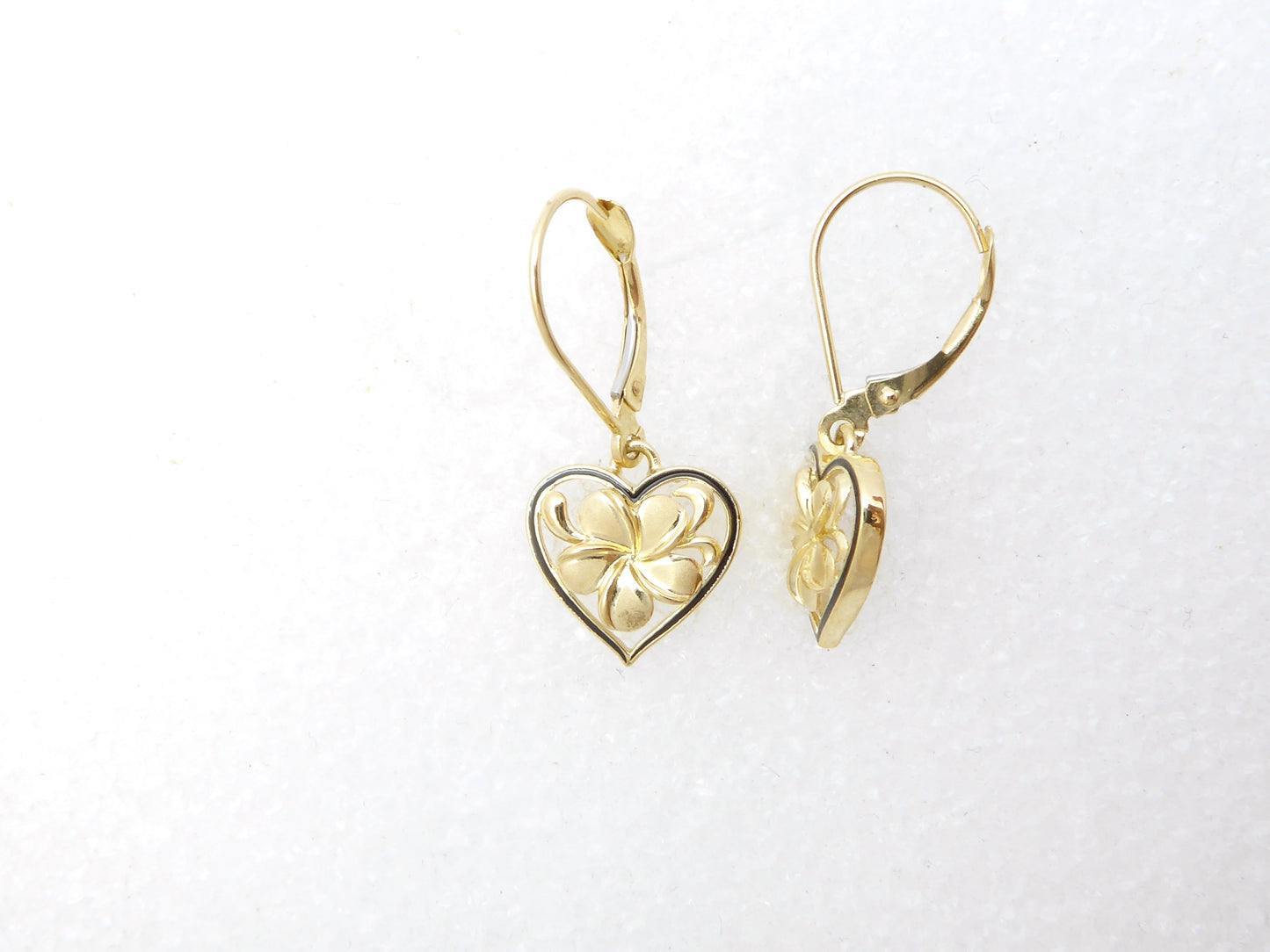 Heart Plumeria Lever Back Earring #1 image 0
