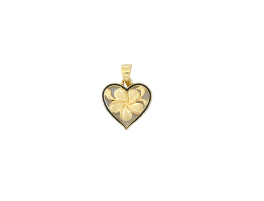 14K Heart Plumeria Pendant #1 — Hawaiian jewelry from Ashley's Gift Shop