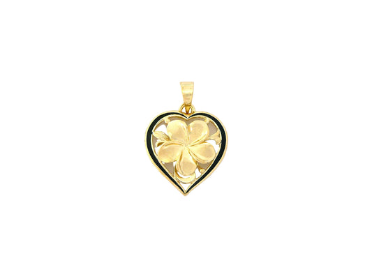 14K Heart Plumeria Pendant - #3 — Hawaiian jewelry from Ashley's Gift Shop