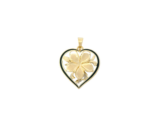 14K Heart Plumeria Pendant - #4 — Hawaiian jewelry from Ashley's Gift Shop