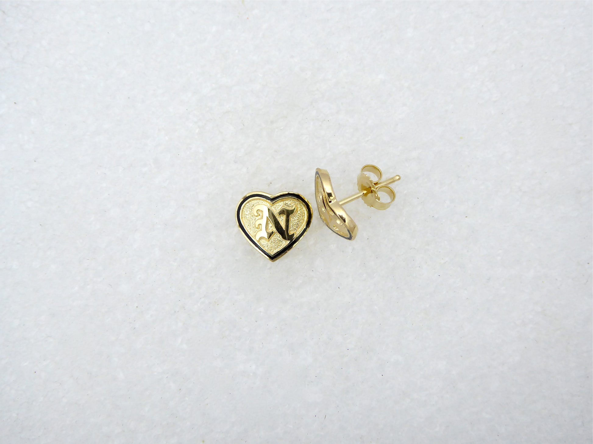 Heart Stud Raised Letter Earring image 0