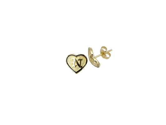 14K Heart Stud Raised Letter Earring — Hawaiian jewelry from Ashley's Gift Shop