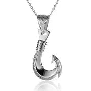Sterling silver heavy scroll fish hook by Ashley's Gift Shop, featuring intricate carved scroll details for fishing or jewelry.