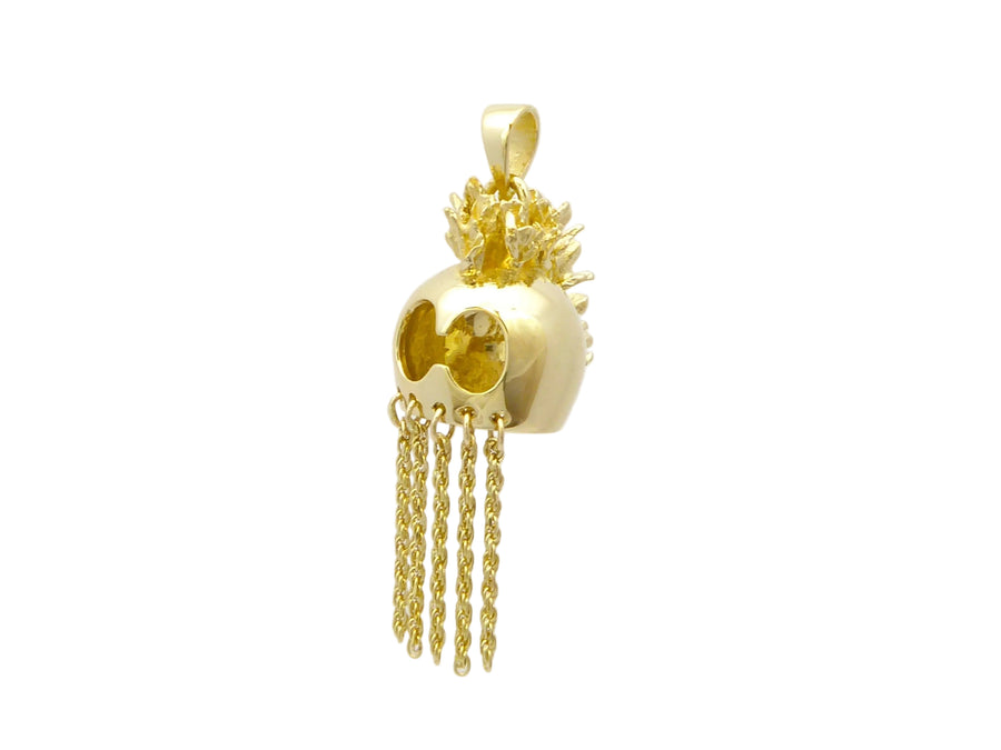 Hawaiian 14K Gold medium 14K gold helmet pendant featuring detailed craftsmanship.
