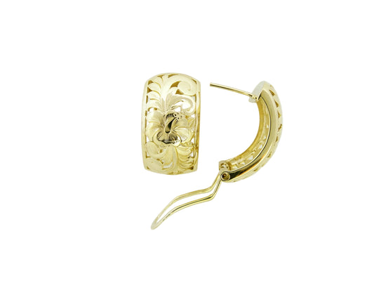 14K Hibiscus Dome Earring - 12mm — Hawaiian jewelry from Ashley's Gift Shop