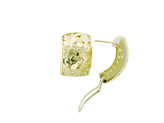 14K Hibiscus Dome Earring - 15mm — Hawaiian jewelry from Ashley's Gift Shop