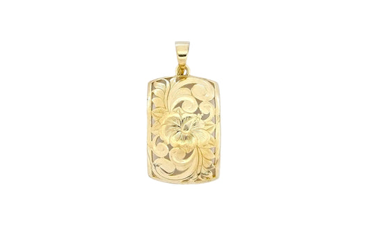 14K Hibiscus Dome Pendant - 15mm — Hawaiian jewelry from Ashley's Gift Shop