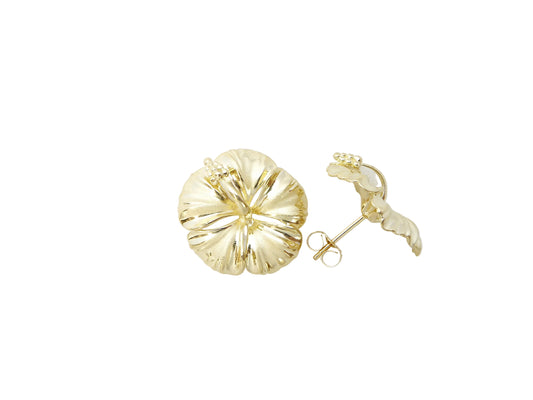 14K Hibiscus Earring #5 — Hawaiian jewelry from Ashley's Gift Shop