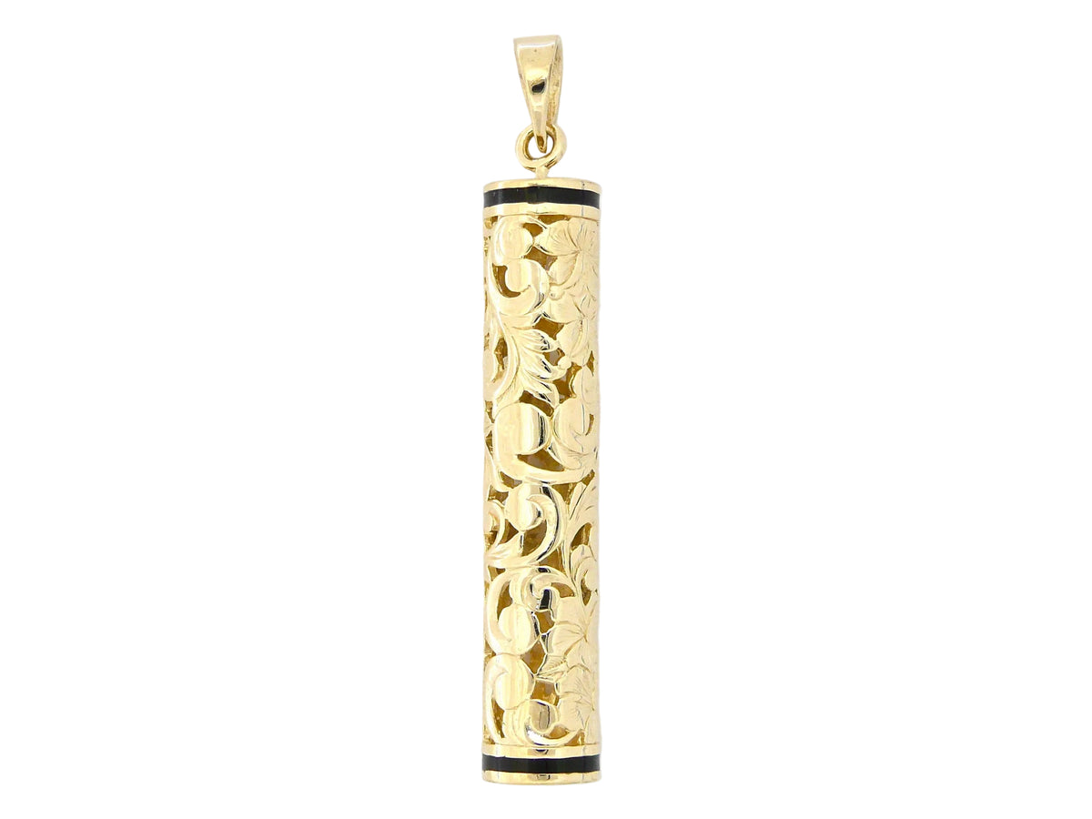 Hawaiian 14K Gold large 14K gold Hibiscus Floater Pendant II featuring detailed floral design.