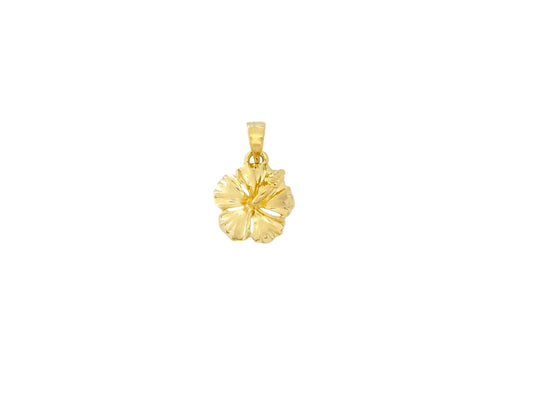 Hibiscus Pendant #2 — Solid 14K Yellow Gold Hawaiian jewelry from Ashley's Gift Shop