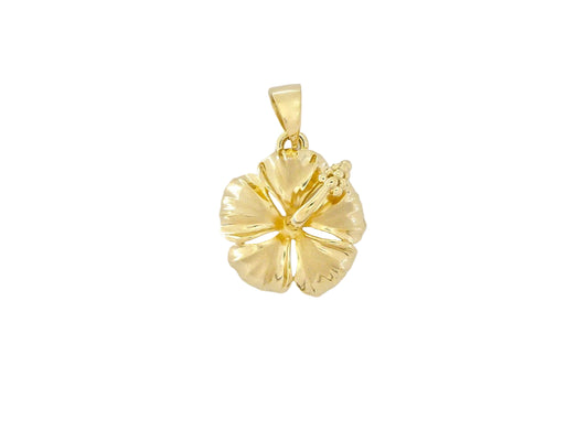 Hibiscus Pendant #4 — Solid 14K Yellow Gold Hawaiian jewelry from Ashley's Gift Shop