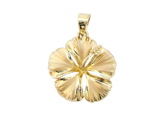 Hibiscus Pendant #6 — Solid 14K Yellow Gold Hawaiian jewelry from Ashley's Gift Shop