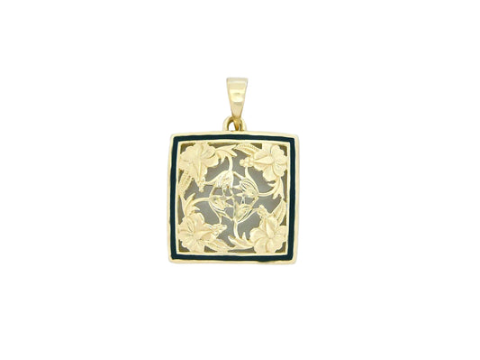 14K Hibiscus Quilt Pendant - Large — Hawaiian jewelry from Ashley's Gift Shop