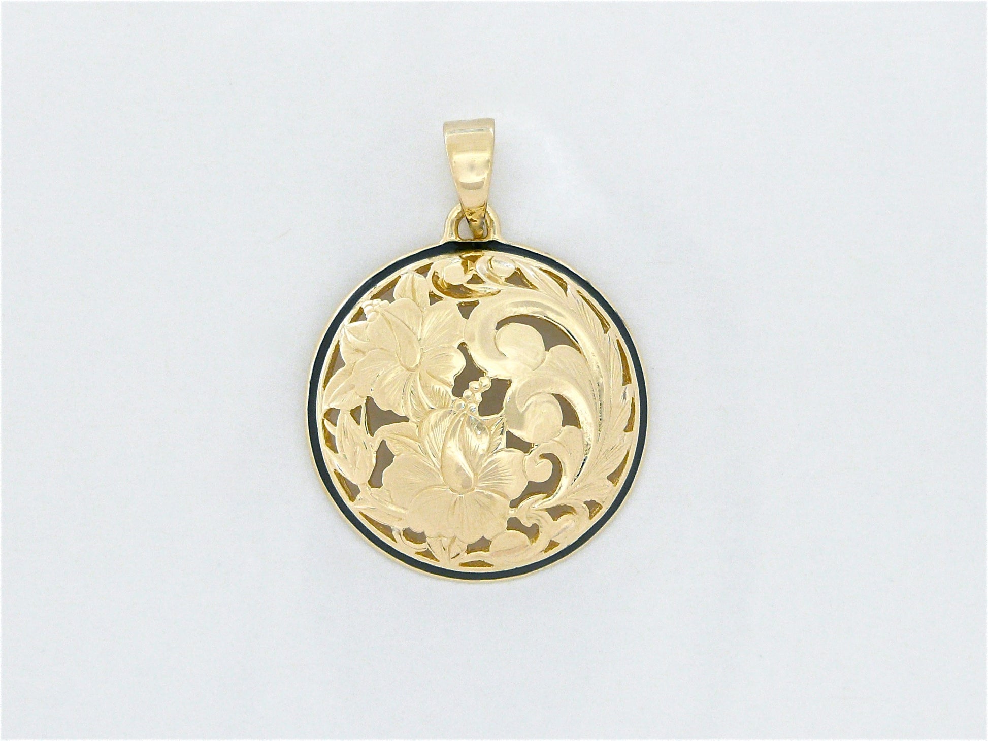 Hibiscus Round Cut Out Pendant - Large image 0