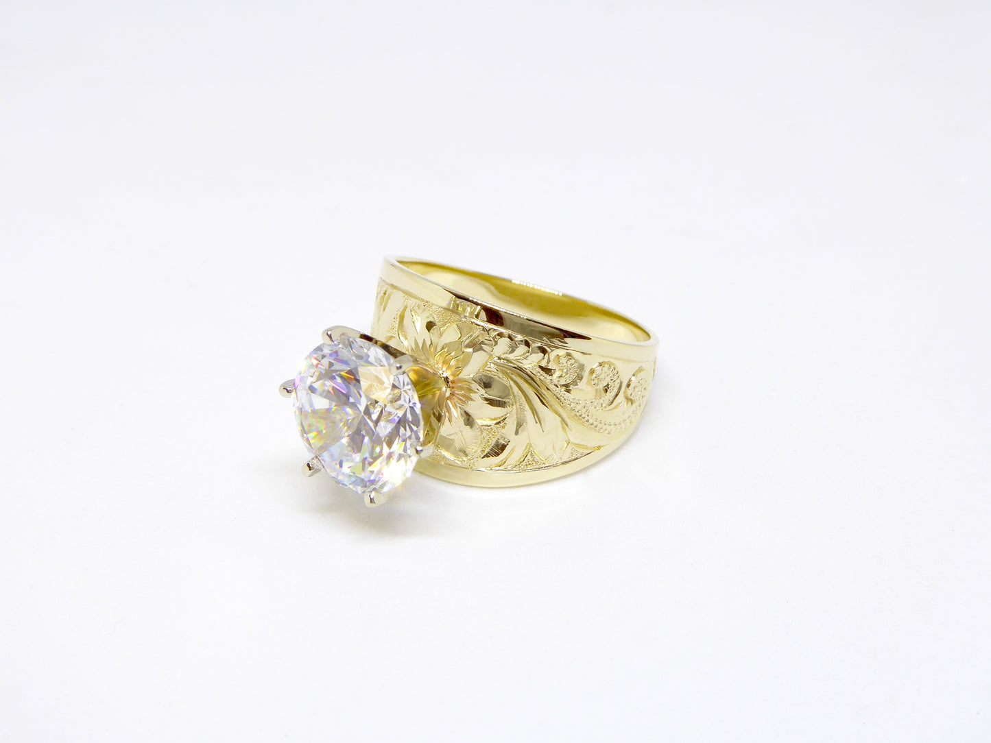 Hibiscus Tapered Ring w/ 4 ct CZ - 15mm image 0