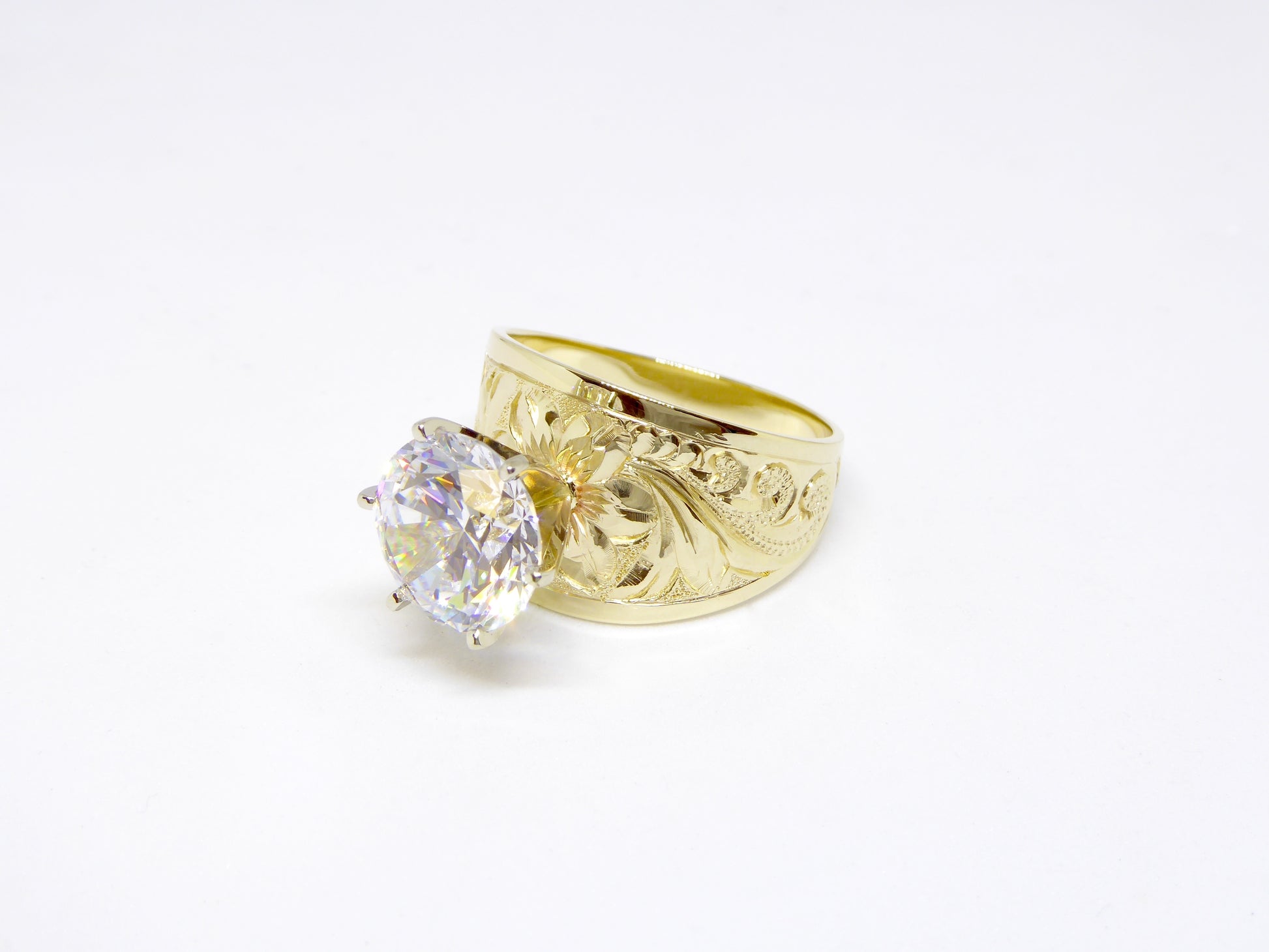 Hibiscus Tapered Ring w/ 4 ct CZ - 15mm image 0