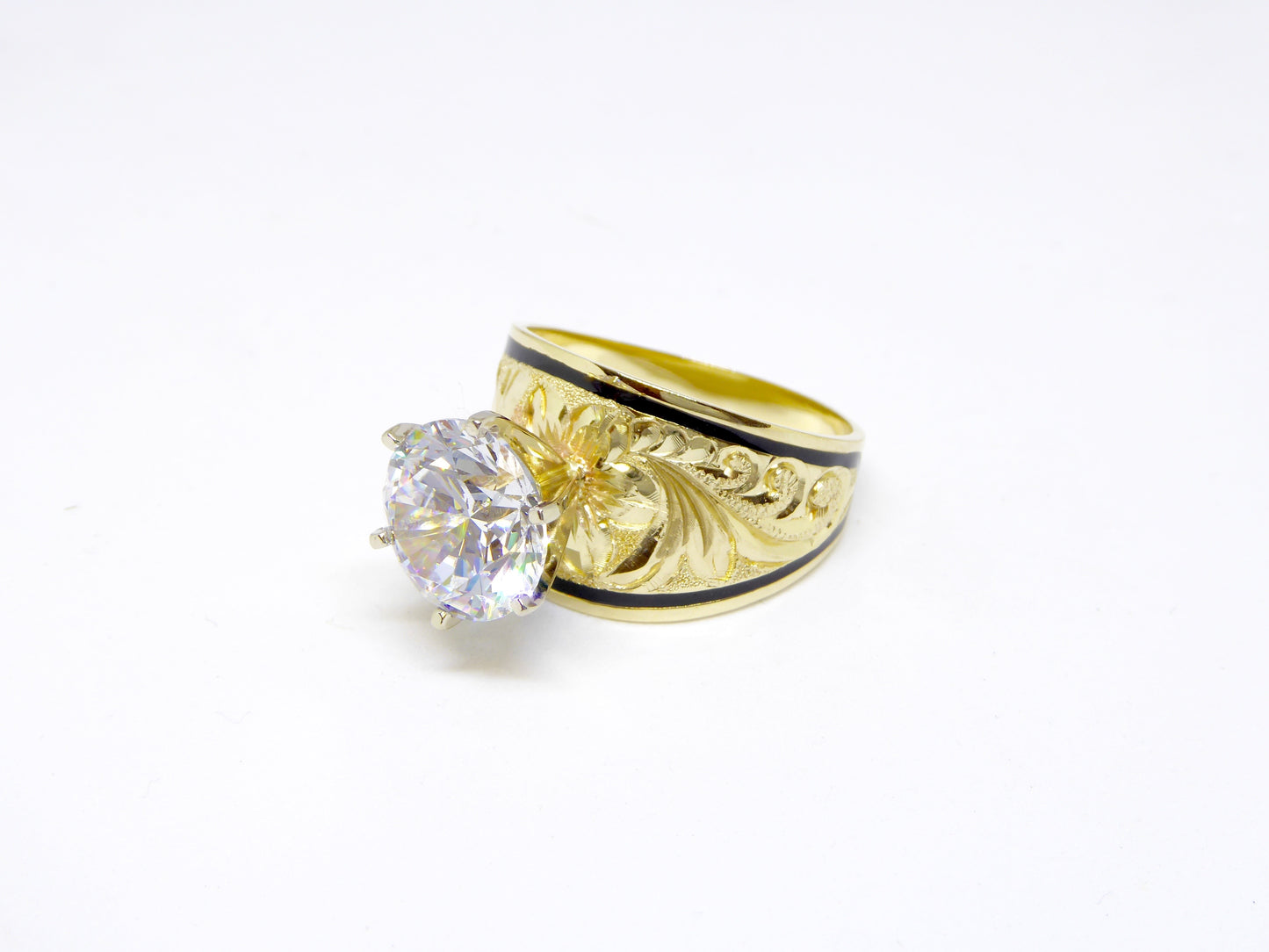 Hibiscus Tapered Ring w/ 4 ct CZ - 15mm image 0