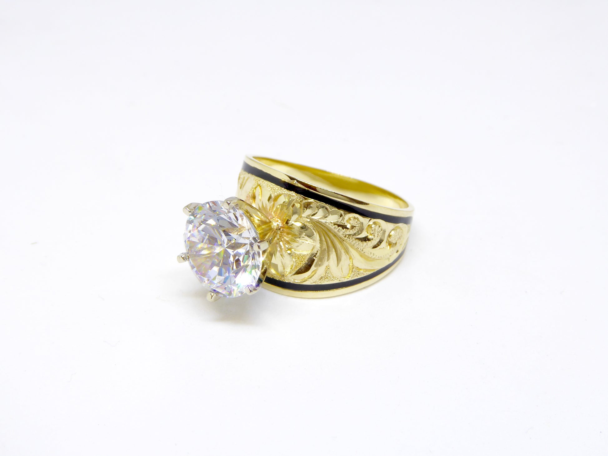 Hibiscus Tapered Ring w/ 4 ct CZ - 15mm image 0