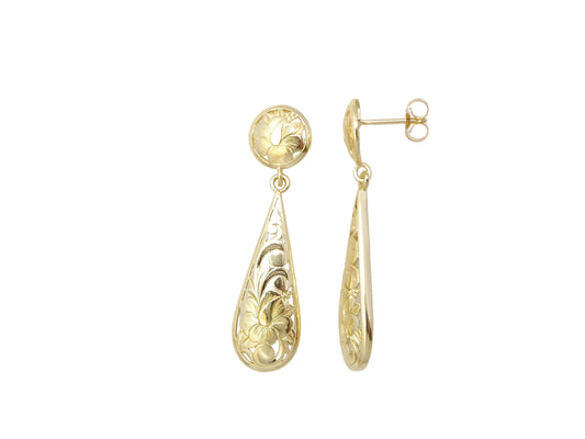 14K Hibiscus Tear Drop Earring — Hawaiian jewelry from Ashley's Gift Shop