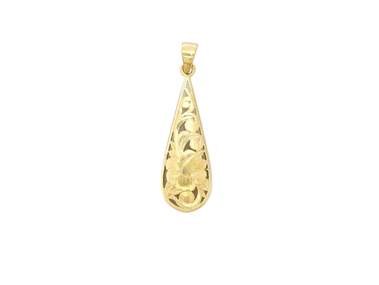 14K Hibiscus Teardrop Pendant — Hawaiian jewelry from Ashley's Gift Shop