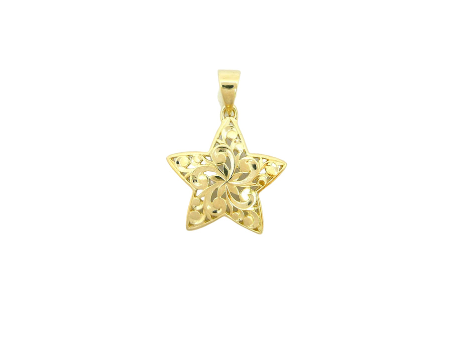 Hawaiian 14K Gold hoku pendant, elegant jewelry piece featuring a sleek and polished design.