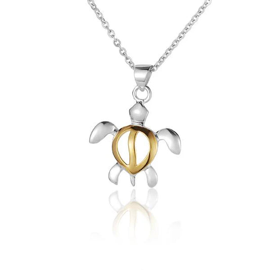 Yellow gold Honu H-Up 2T pendant featuring a turtle design, crafted by Ashley's Gift Shop.