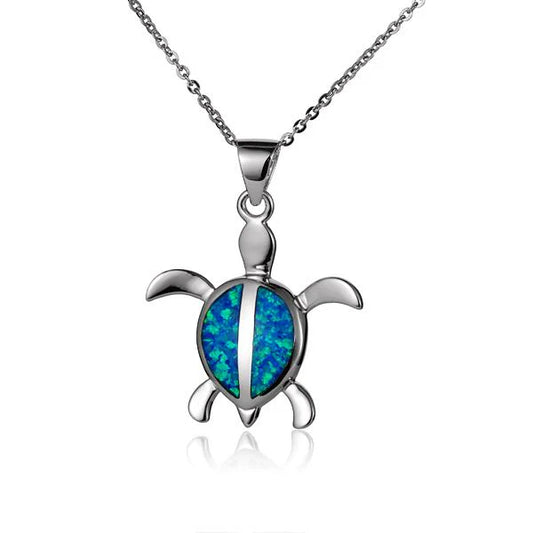 Large Honu Opal Pendant from Ashley's Gift Shop featuring a turtle-shaped design with vibrant opal inlay.