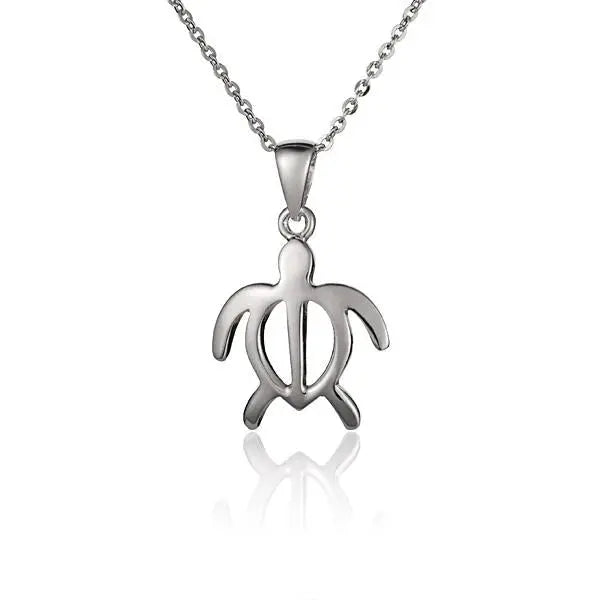 Hawaiian 925 Sterling Silver honu Pendant in large size, featuring a detailed turtle design.